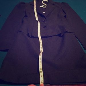 Pin stripe mini skirt suit